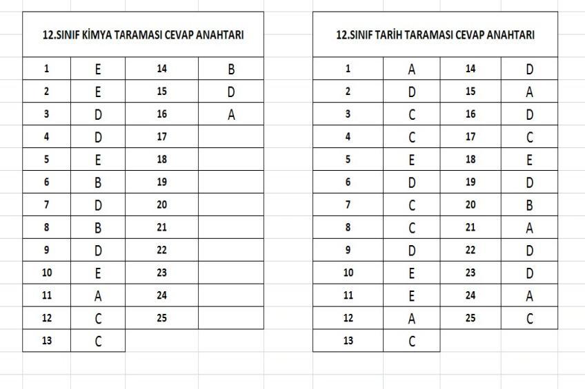 12.Sınıf Tarama Cevap Anahtarı (25.02.2026)